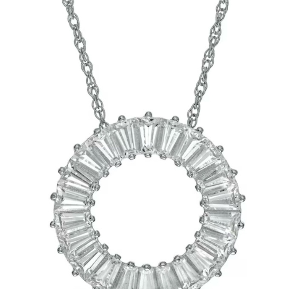 Elegant Silver Necklace with lab created white sapphire